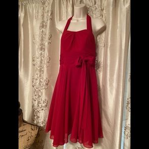 Xmas present Dress! Stunning Red formal corset back halter dress WOW!